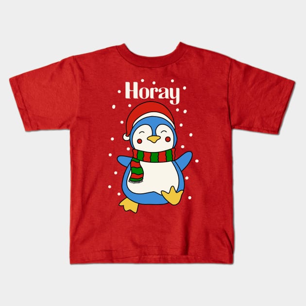 Happy Christmas Penguin Kids T-Shirt by RiyanRizqi